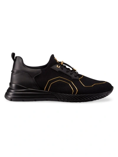 Stefano Ricci Men's Technical Fabric And Calfskin Leather Sneakers In Black
