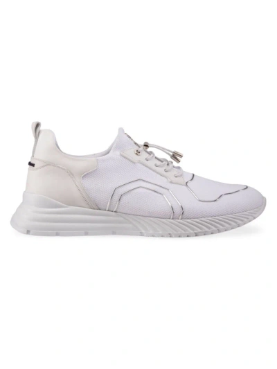 Stefano Ricci Men's Technical Fabric And Calfskin Leather Sneakers In White