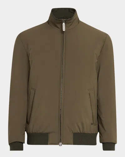 Stefano Ricci Men's Technical Fabric Bomber Jacket In Dark Green