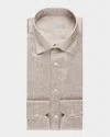 Stefano Ricci Men's Textured-print Silk Sport Shirt In Nude
