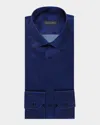 Stefano Ricci Men's Textured-print Silk Sport Shirt In Blue