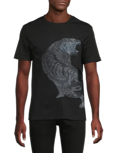 Stefano Ricci Men's Tiger-embossed T-shirt In Black