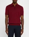 Stefano Ricci Men's Tipped Short-sleeve Polo Sweater In Burgundy
