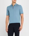 Stefano Ricci Men's Tipped Short-sleeve Polo Sweater In Light Blue