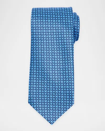 Stefano Ricci Men's Tonal Geometric Silk Tie In Dark Blue