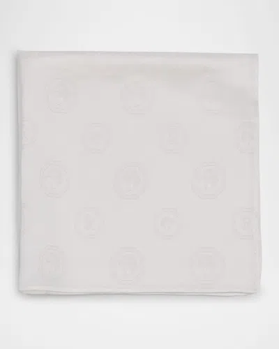 Stefano Ricci Men's Tonal Jacquard Logo Silk Pocket Square