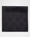 Stefano Ricci Men's Tonal Jacquard Logo Silk Pocket Square In Black