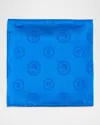 Stefano Ricci Men's Tonal Jacquard Logo Silk Pocket Square