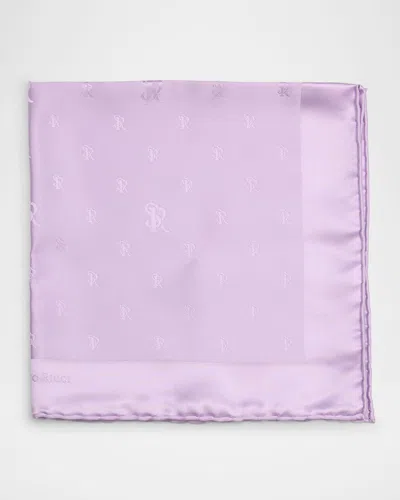 Stefano Ricci Men's Tonal Sr Silk Pocket Square In Dark Violet