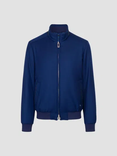 Stefano Ricci Men's Vicuña And Silk Blend Blouson Jacket In Blue