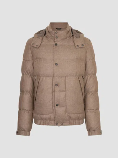 Stefano Ricci Men's Virgin Wool And Cashmere Hooded Down Jacket In White
