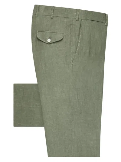 Stefano Ricci Men's Wool And Linen Blend Trousers In Green