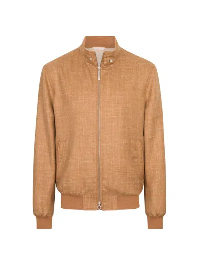 Stefano Ricci Men's Wool And Silk Blend Blouson Jacket In Brown