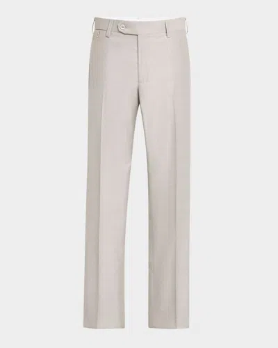 Stefano Ricci Men's Wool And Silk Five-pocket Pants In Light Grey
