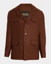 Stefano Ricci Men's Wool And Silk Flap-pocket Chore Jacket In Brown