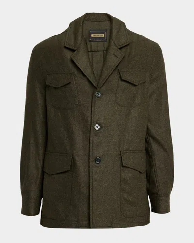 Stefano Ricci Men's Wool And Silk Flap-pocket Chore Jacket In Green