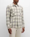 Stefano Ricci Men's Wool Plaid Overshirt In White