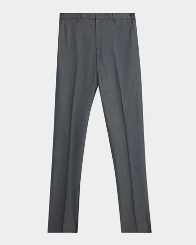 Stefano Ricci Men's Wool Straight Leg Flat-front Pants In Gray