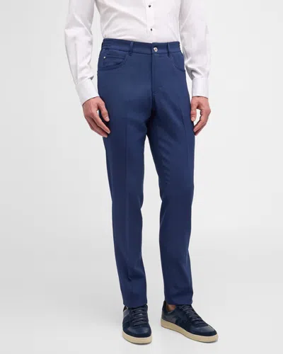 Stefano Ricci Men's Wool Stretch 5-pocket Pants In Blue