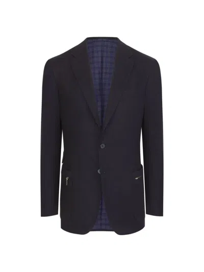 Stefano Ricci Men's Woven Jacket Three Buttons In Navy Blue