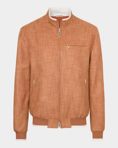 Stefano Ricci Men's Zip-pocket Blouson In Orange