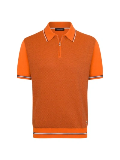 Stefano Ricci Men's Zip Polo Shirt In Orange