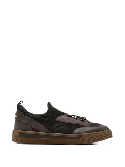Stefano Ricci Panelled Mesh Sneakers In Brown