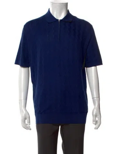 Pre-owned Stefano Ricci Patterned Collar Polo Shirt W/ Tags In Blue