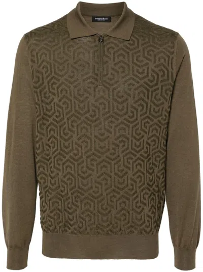 Stefano Ricci Patterned-jacquard Polo Shirt In Green