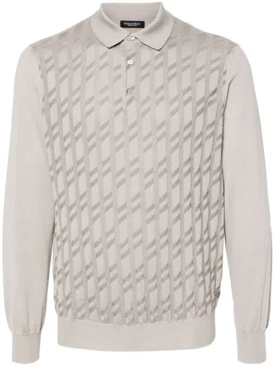 Stefano Ricci Patterned-jacquard Polo Shirt In Grey