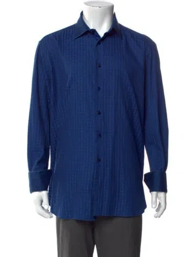 Pre-owned Stefano Ricci Patterned Long Sleeve Dress Shirt In Blue