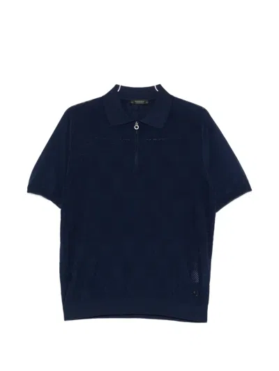 Stefano Ricci Patterned Zip-fastening Polo Shirt In Blue