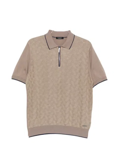 Stefano Ricci Patterned Zip-fastening Polo Shirt In Neutral