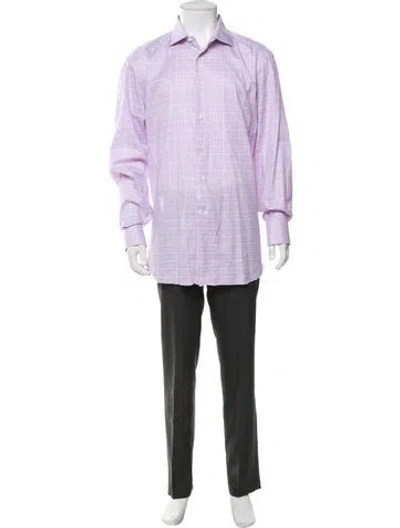 Pre-owned Stefano Ricci Plaid Print Long Sleeve Dress Shirt In Purple