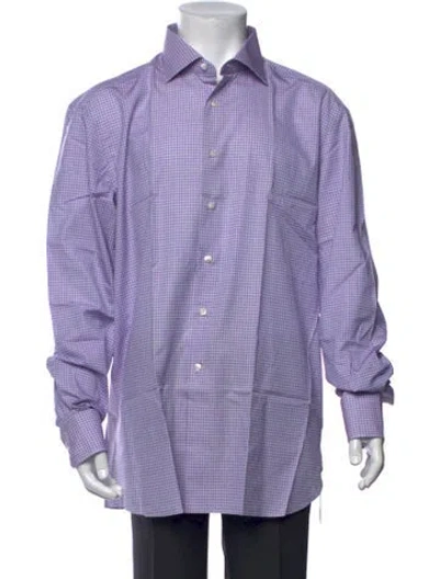 Pre-owned Stefano Ricci Plaid Print Long Sleeve Dress Shirt In Purple