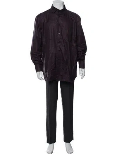 Pre-owned Stefano Ricci Plaid Print Long Sleeve Dress Shirt In Purple