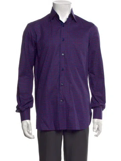 Pre-owned Stefano Ricci Plaid Print Long Sleeve Dress Shirt In Purple