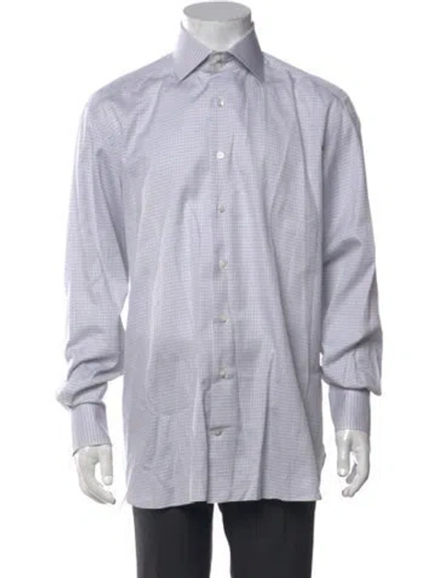 Pre-owned Stefano Ricci Plaid Print Long Sleeve Dress Shirt In White