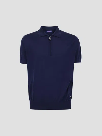 Stefano Ricci Polo Zip Mini For Ss26 In Blue