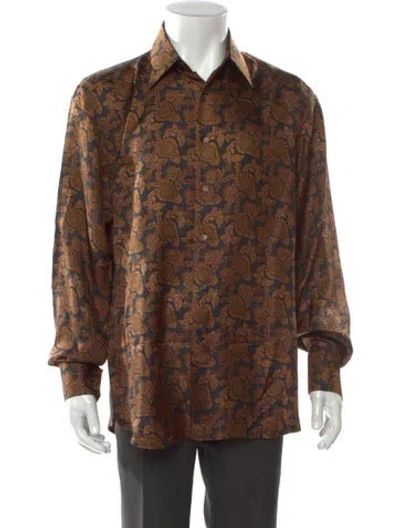 Pre-owned Stefano Ricci Printed Long Sleeve Dress Shirt In Brown