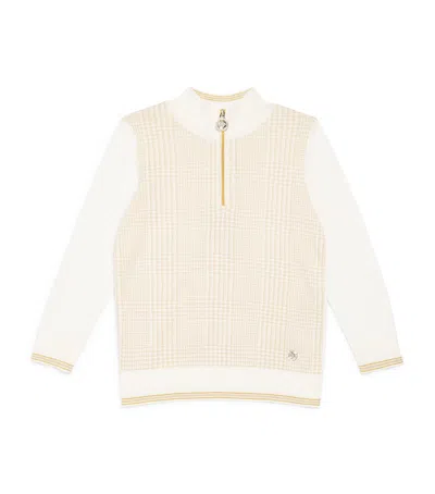 Stefano Ricci Kids' Silk-cotton Quarter Zip Sweater In White