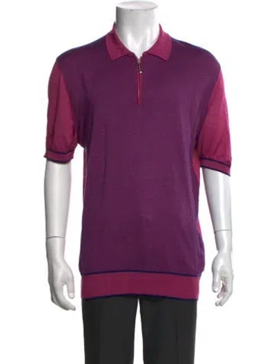 Pre-owned Stefano Ricci Silk Crew Neck Polo Shirt In Purple