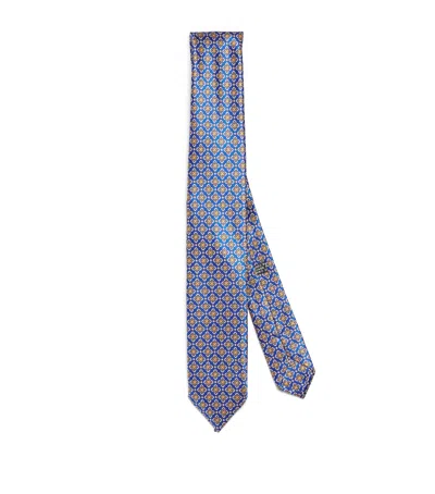 Stefano Ricci Kids' Silk Geometric Print Tie In Blue