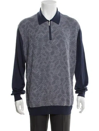 Pre-owned Stefano Ricci Silk Graphic Print Polo Sweater In Black