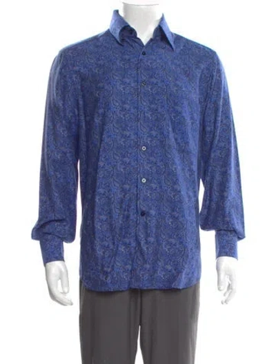 Pre-owned Stefano Ricci Silk Paisley Print Shirt In Blue