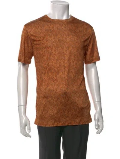 Pre-owned Stefano Ricci Silk Paisley Print T-shirt In Brown