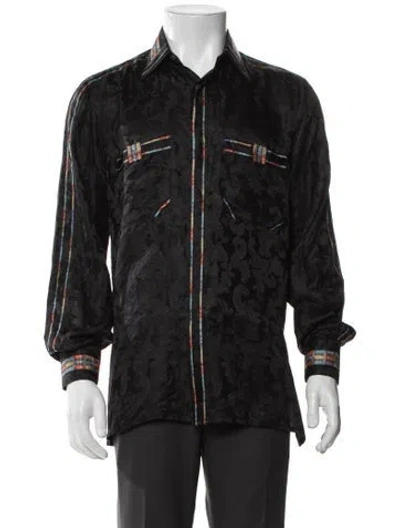 Pre-owned Stefano Ricci Silk Patterned Dress Shirt In Black