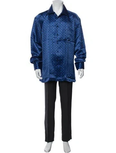 Pre-owned Stefano Ricci Silk Patterned Dress Shirt In Blue