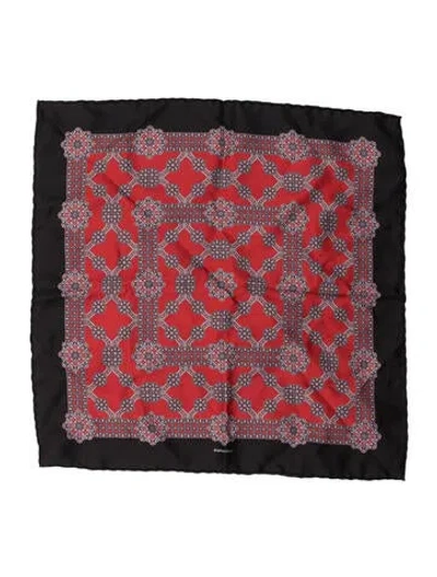 Pre-owned Stefano Ricci Silk Patterned Pocket Square In Red