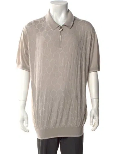 Pre-owned Stefano Ricci Silk Patterned Polo Sweater In Neutral